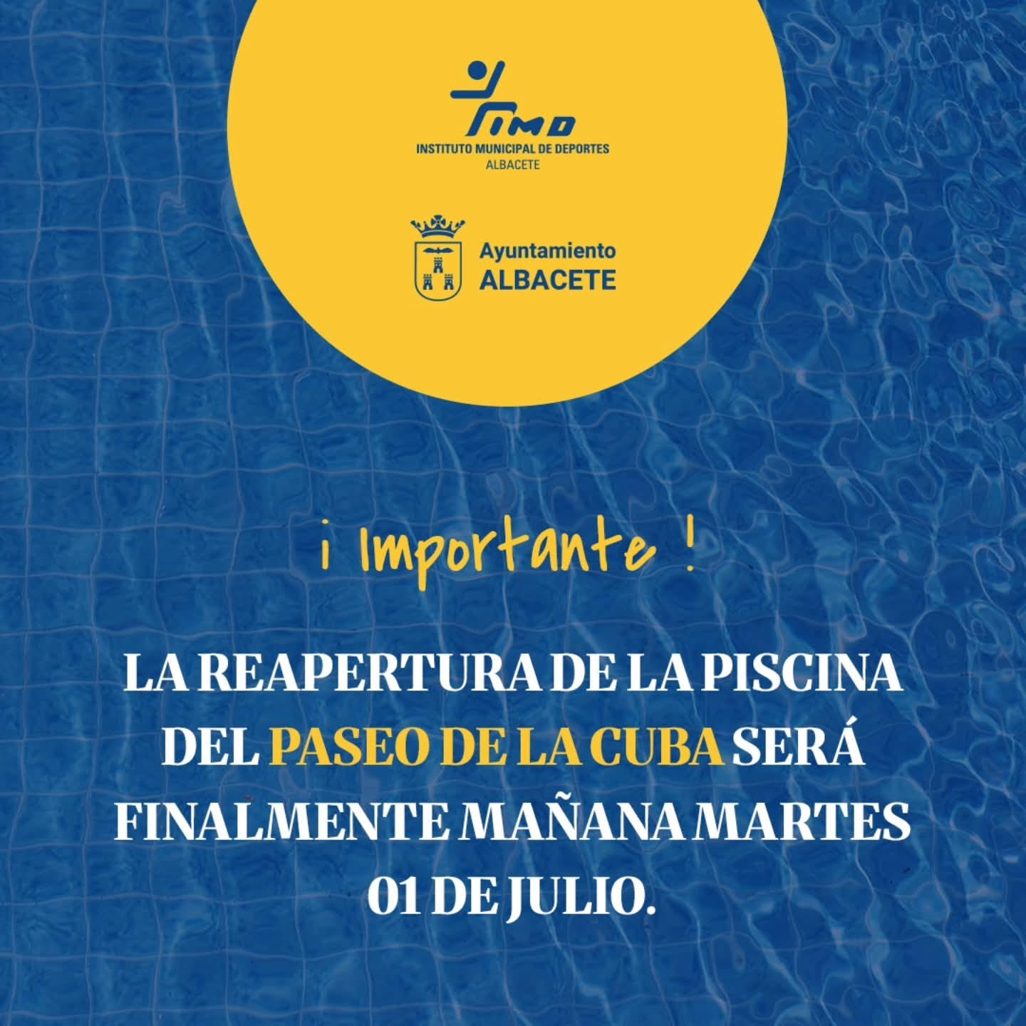 cartel reapertura piscina paseo de la cuba
