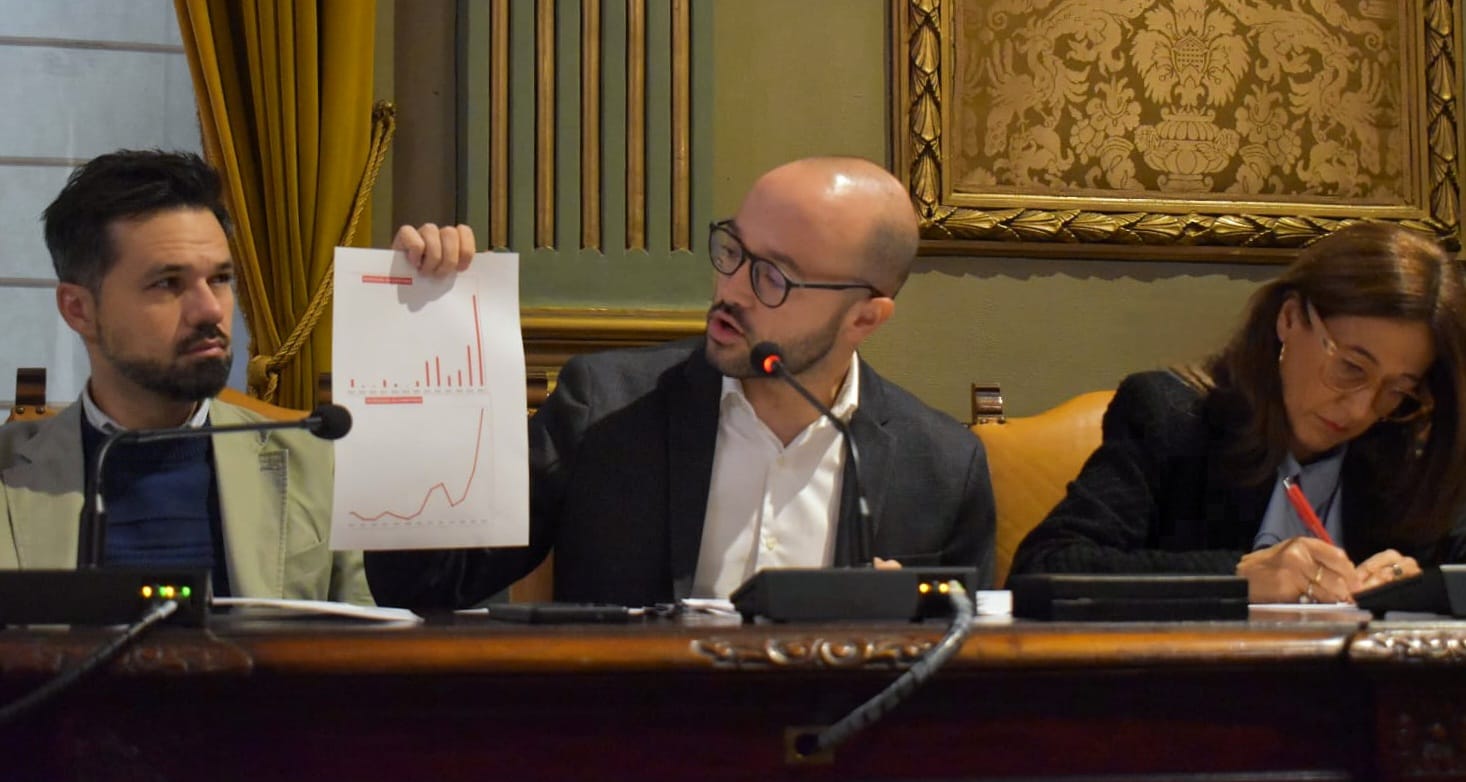 Imagen del vicepresidente provincial mostrando evolución de inversiones en Red Viaria