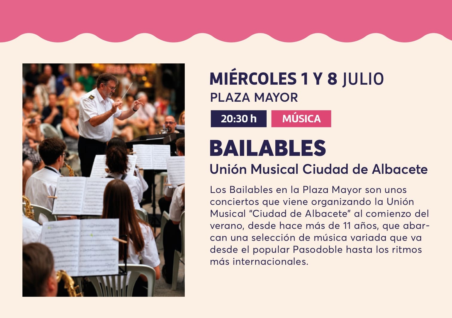 Cartel del Verano Cultural de Albacete con los Bailables y la comedia El Mueble
