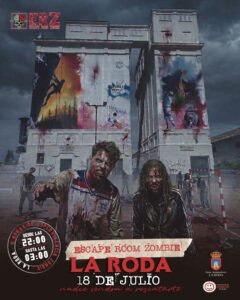 Cartel promocional del Escape Room Zombie en Chinchilla y La Roda