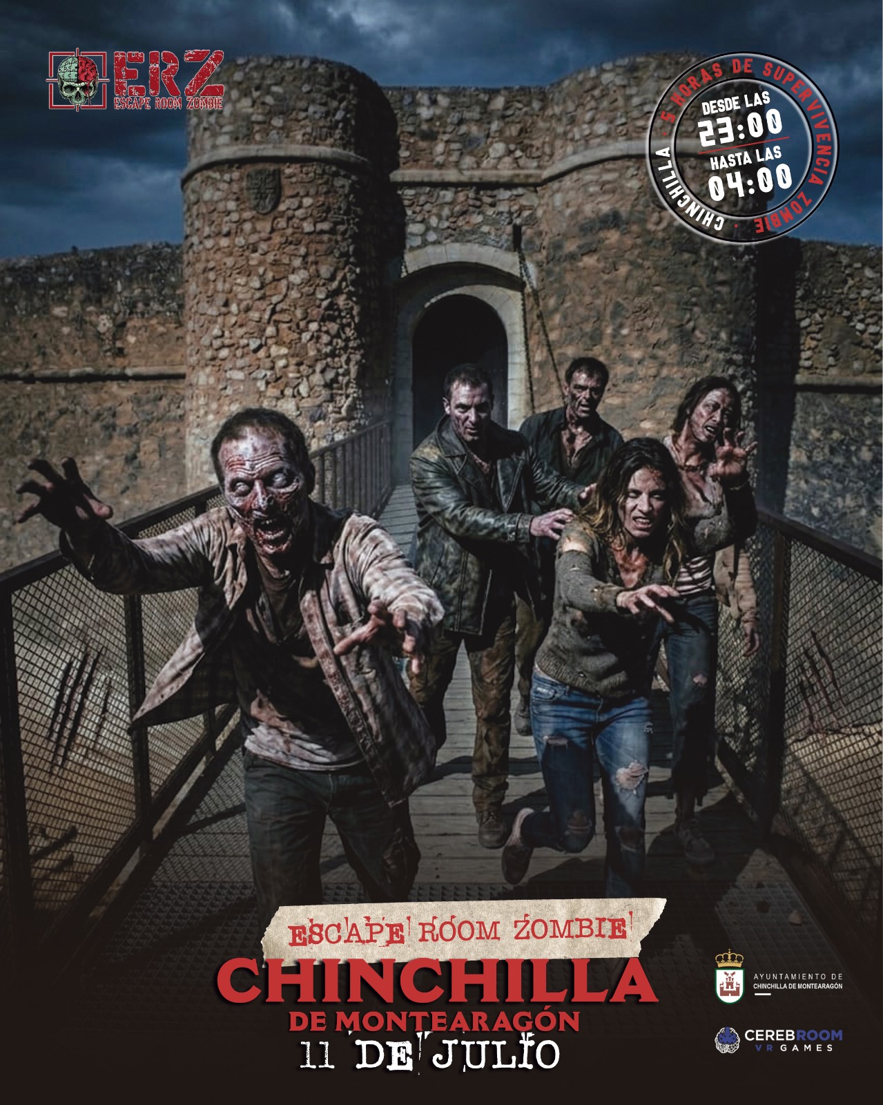 Cartel promocional del Escape Room Zombie en Chinchilla y La Roda