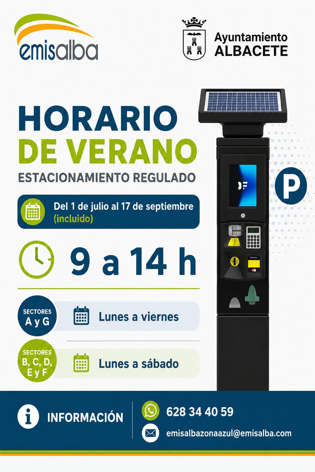 Señal de zona azul en una calle de Albacete