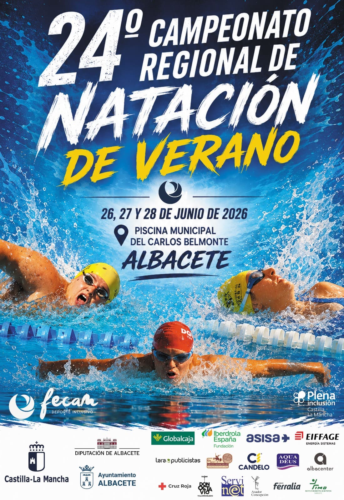 cartel Campeonato regional de natación de Fecam