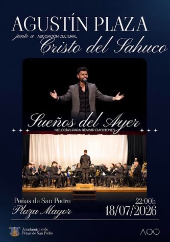 Cartel de la actuación de Agustín Plaza con la banda de Peñas de San Pedro.