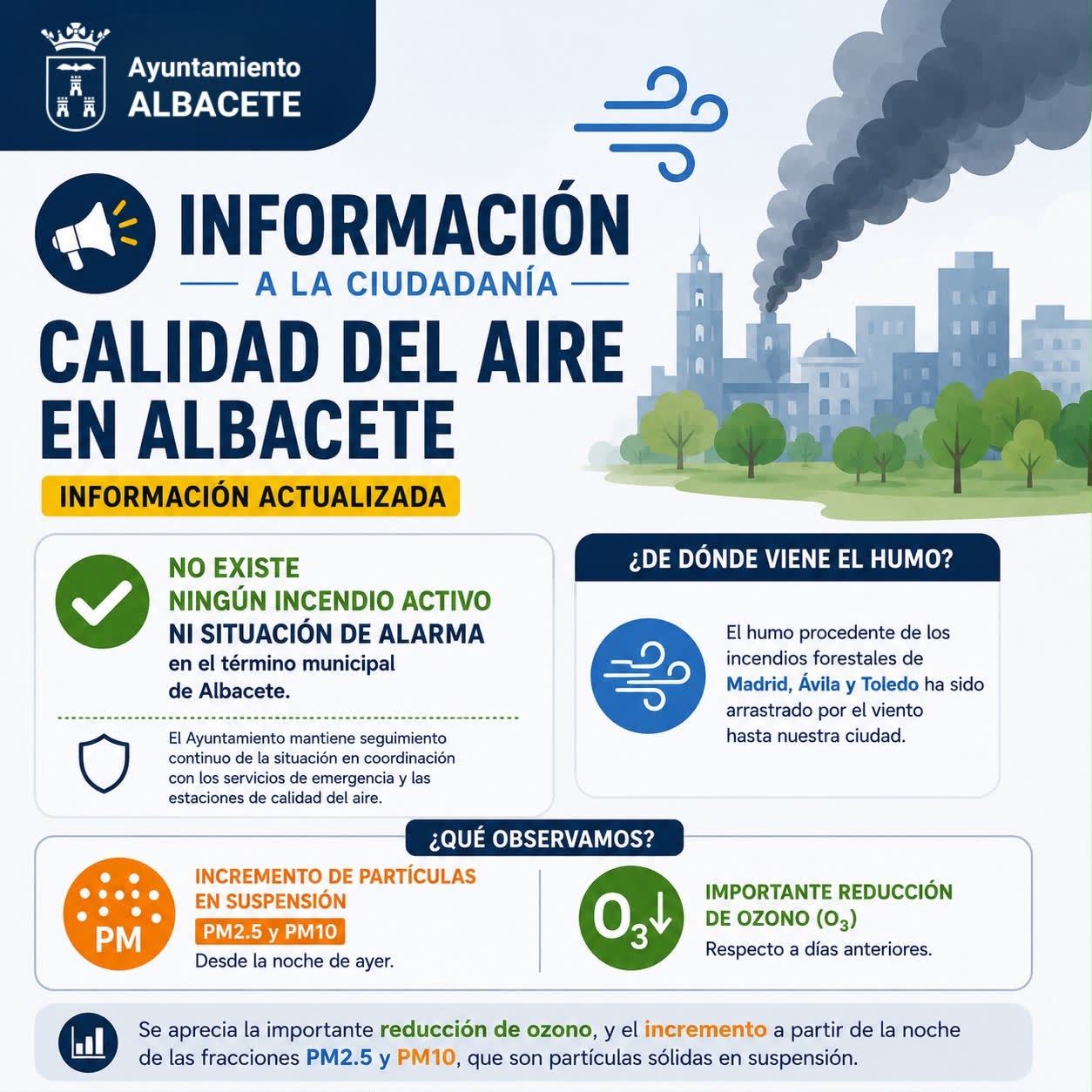 cartel mala calidad del aire por incendios