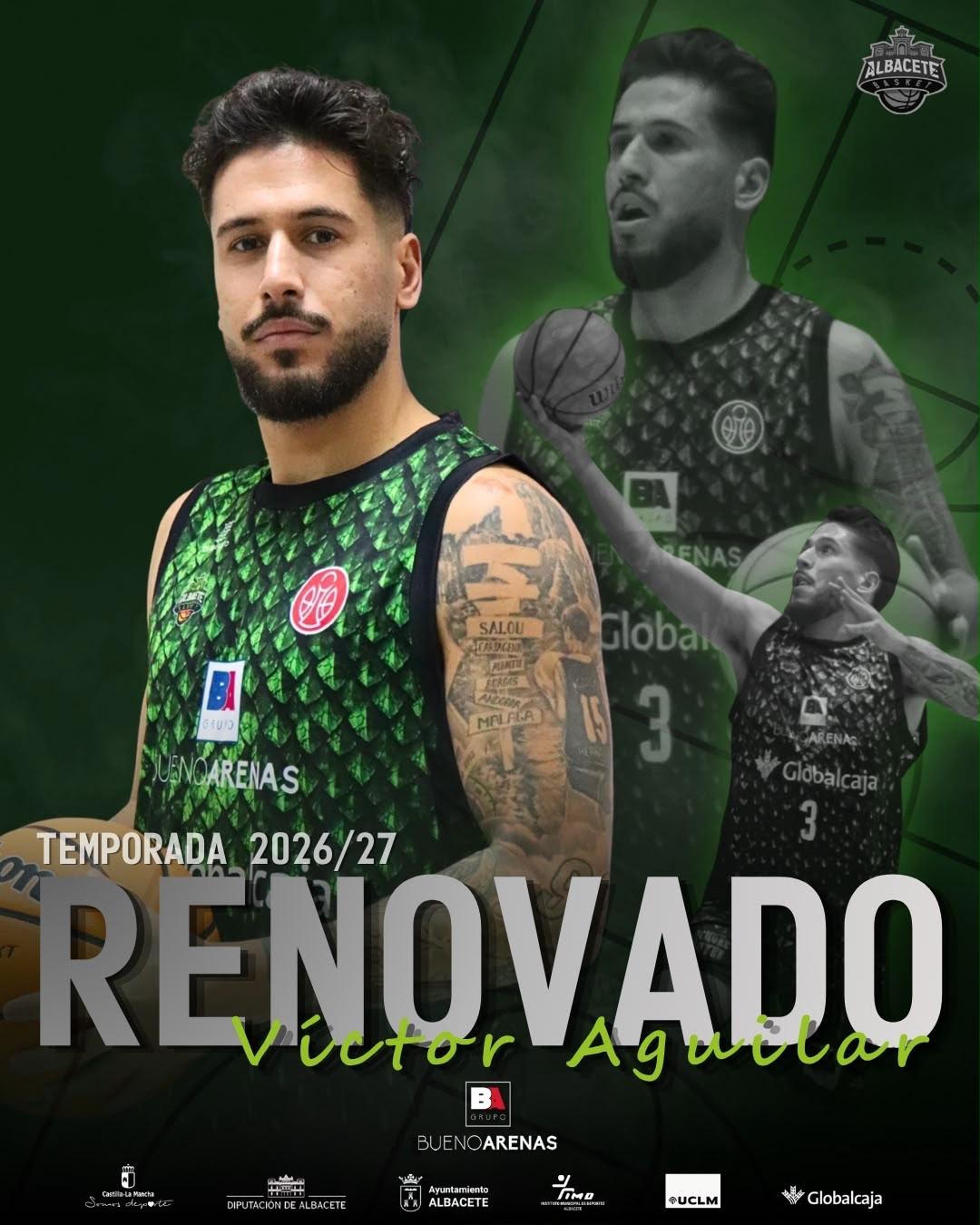 El base canario Víctor Aguilar durante un partido con el Albacete Basket.