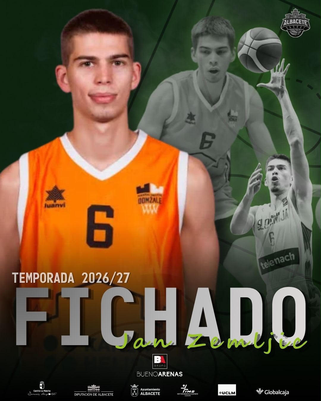 Jan Zemljic, nuevo jugador esloveno del Bueno Arenas Albacete Basket para la temporada en Primera FEB