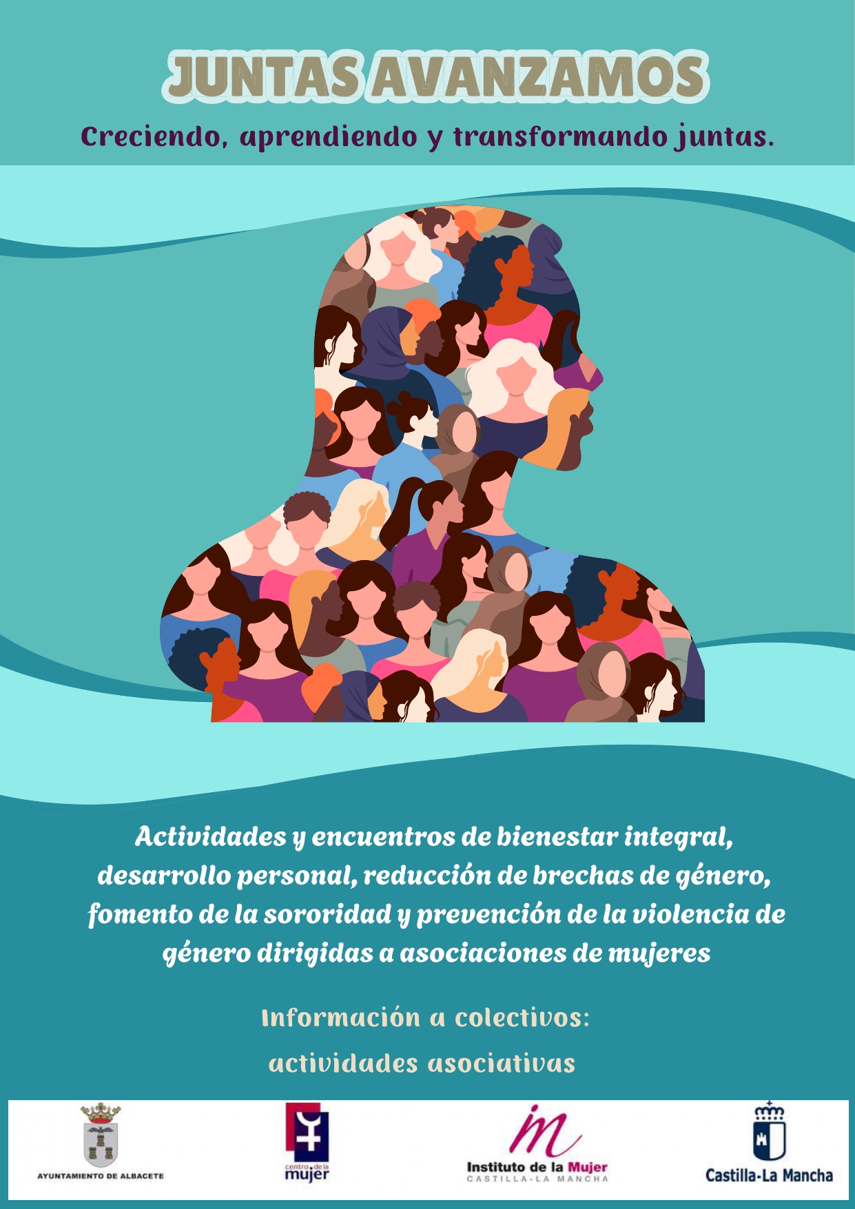 cartel resentando la programación del proyecto municipal 'Juntas Avanzamos' en Albacete.