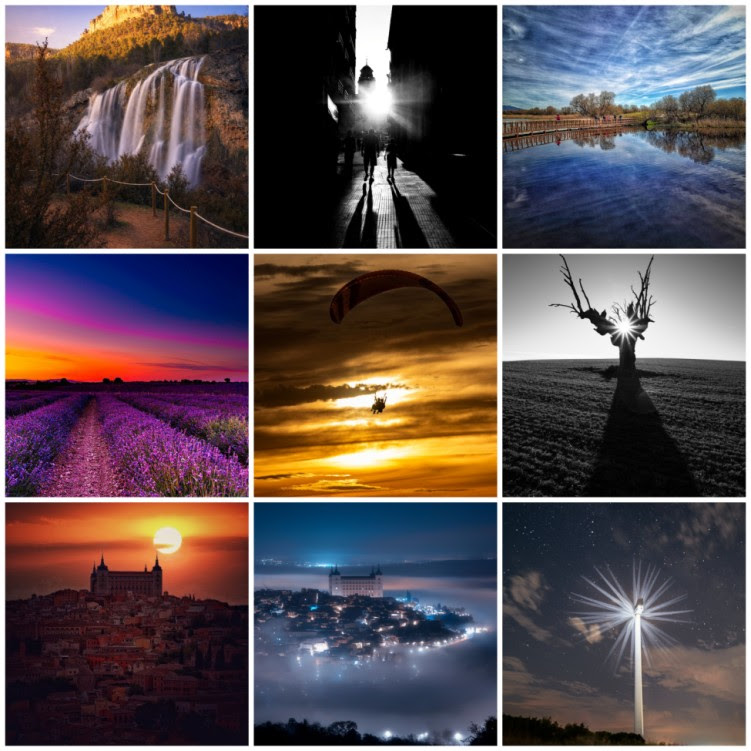 Selección de las nueve fotografías de Castilla-La Mancha finalistas del certamen Mi Rincón Favorito.